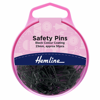 H414.00 Safety Pins: 23mm: Black: 50 Pieces..